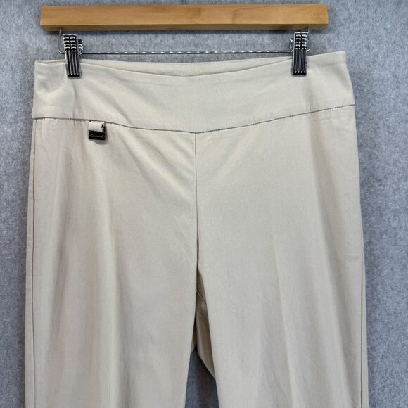 Lisette Womens Cream Khaki Pants Pull On Stretch Capri Cropped Office Size 10 - Picture 2 of 12
